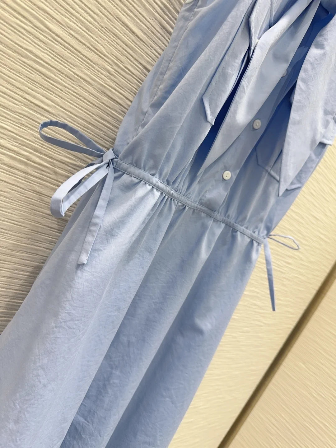 Women's Relaxed Midi Shirt Dress With Bow Waist And Pockets