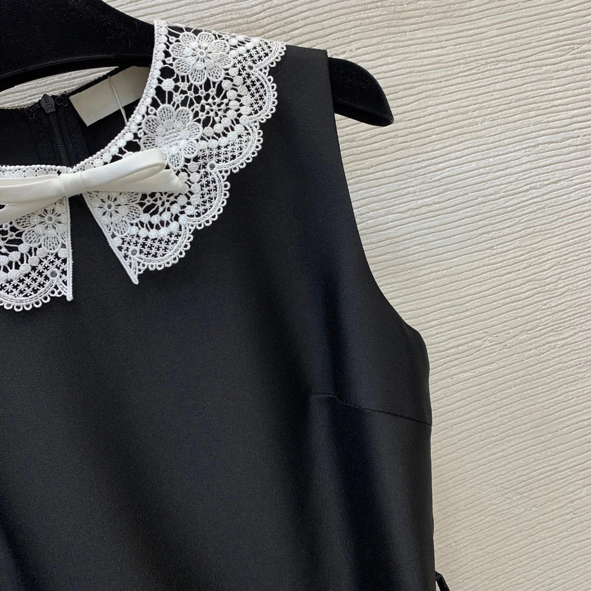 Women's Faux Two Piece Lace Neckline Peplum Dress With Adjustable Strap