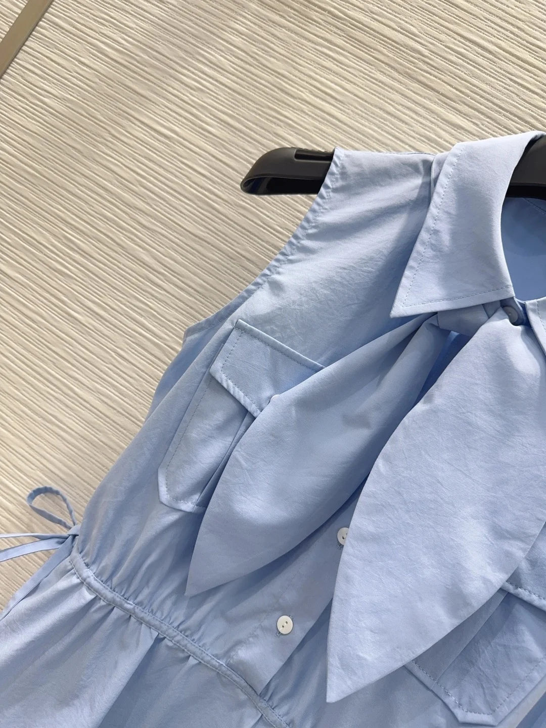 Women's Relaxed Midi Shirt Dress With Bow Waist And Pockets