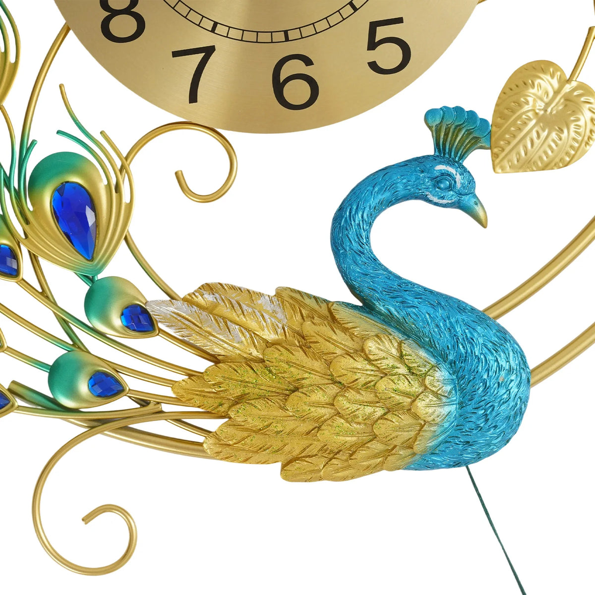 Decorative Peacock Wall Clock With Silent Quartz Movement For Home