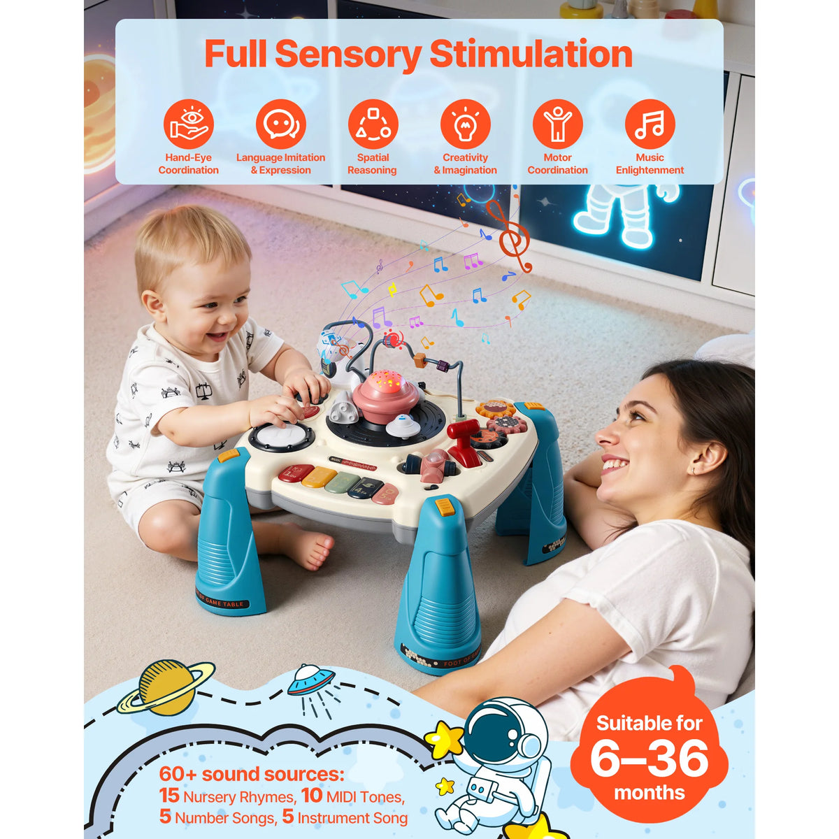 SucceBuy Baby Spacecraft Musical Toy With Star Projector And Sounds
