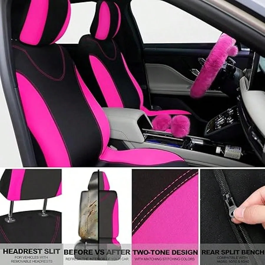 Universal Car Seat Cover Set With Fluffy Fleece Accessories