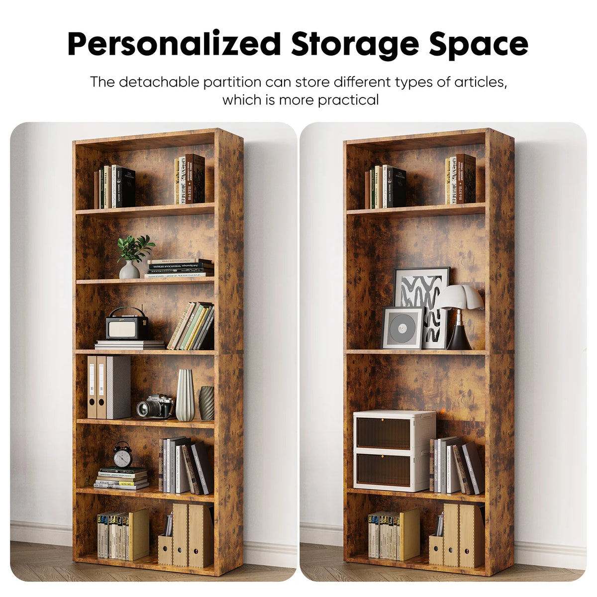 JHK Modern Wooden Bookcase for Living Room and Home Office