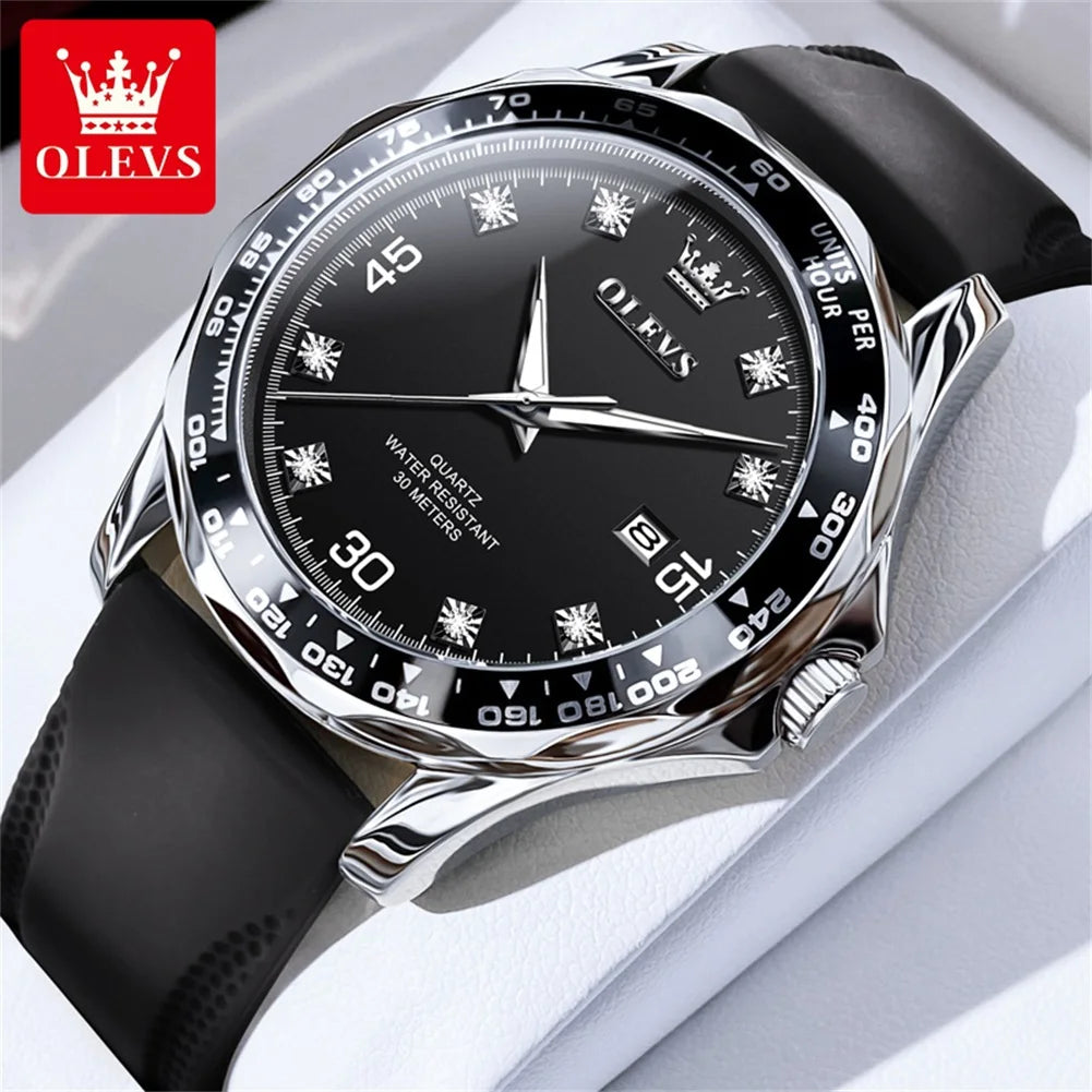 Olevs 9988 Men Quartz Watch Luxury Stainless Steel Waterproof
