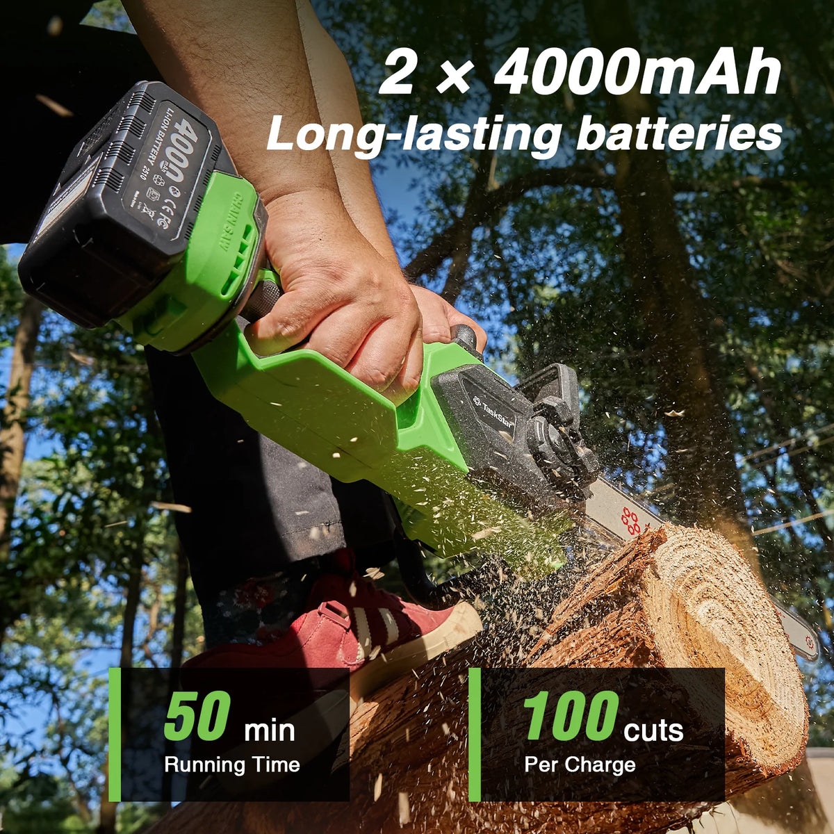 TaskStar Brushless Cordless Chainsaw With Auto Oiler And Safety Lock