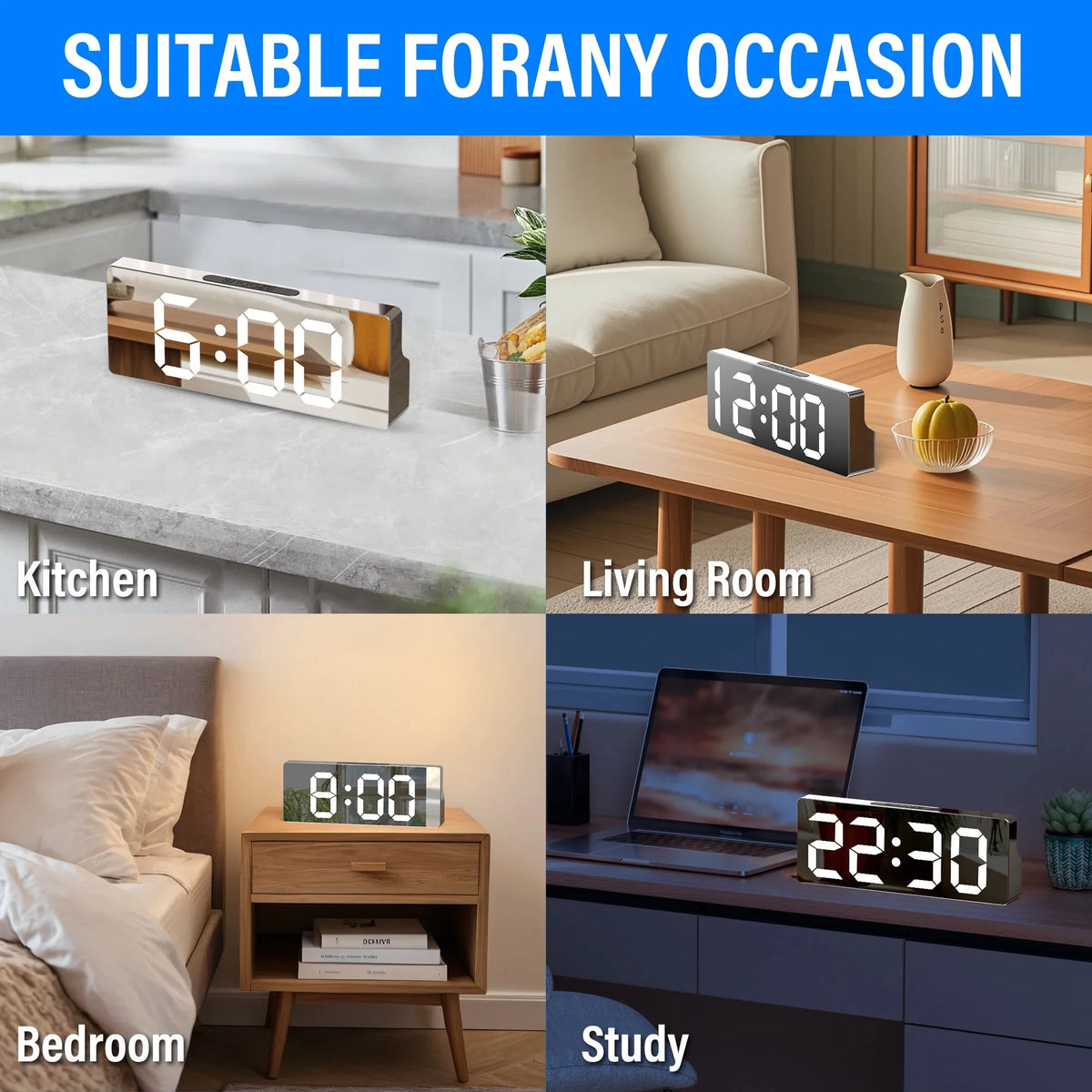 Modern LED Digital Alarm Clock With Calendar And Temperature Display