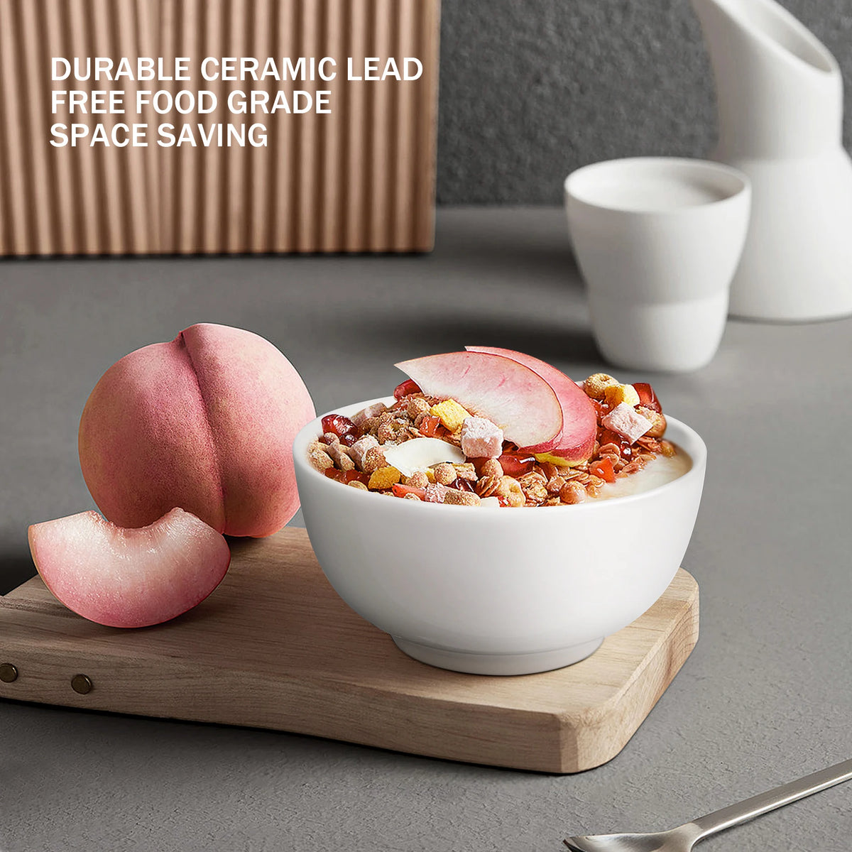 Premium Porcelain Bowls Set For Cereal Soup Salad Microwave Safe