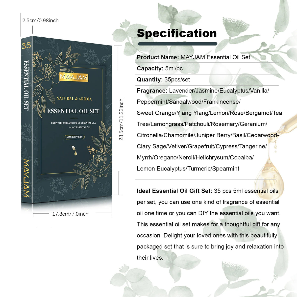 Mayjam 35 Essential Oils Gift Box Set Aromatherapy Kit