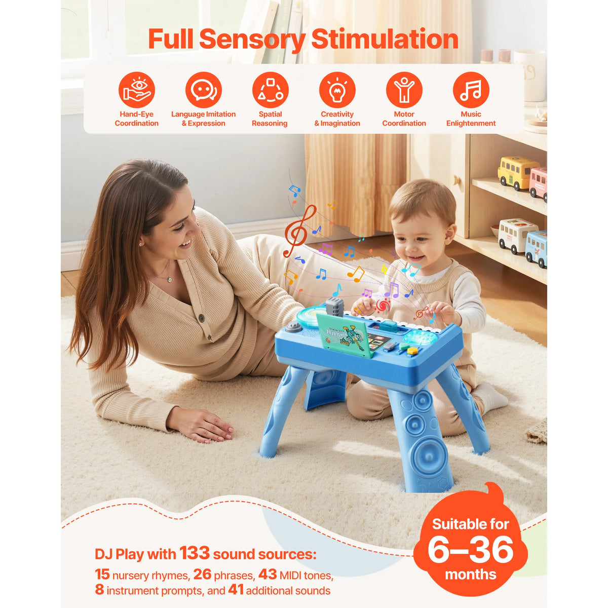 SucceBuy Baby DJ Playset With 133 Sounds And Led Turntable