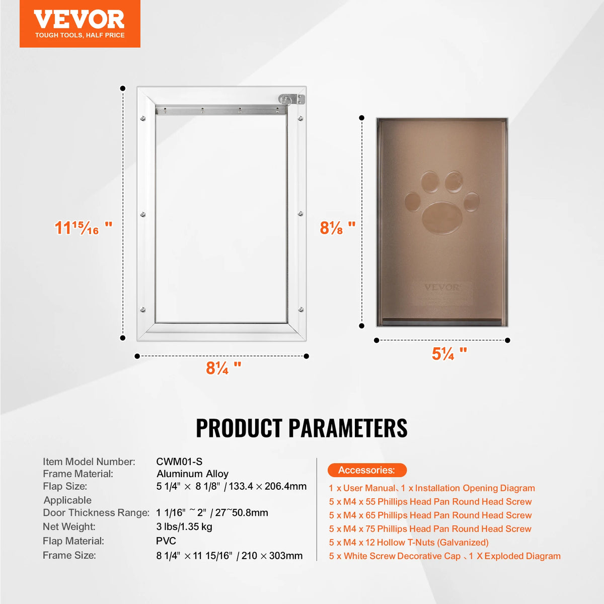 SucceBuy Aluminum Frame Pet Door With Lock And Weatherproof Flap