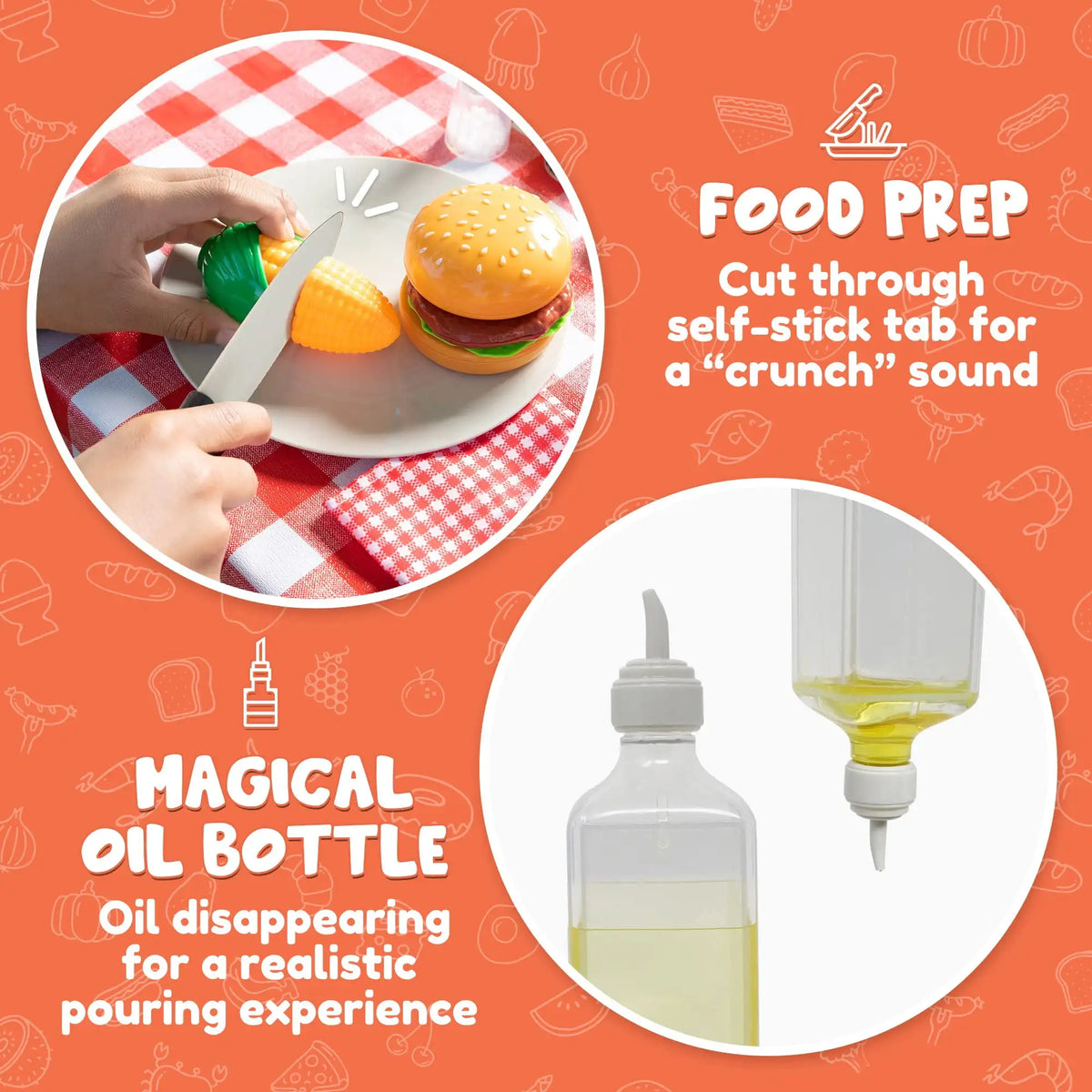 Joyfy Kids Kitchen Playset With BBQ Grill And Pretend Food Sets