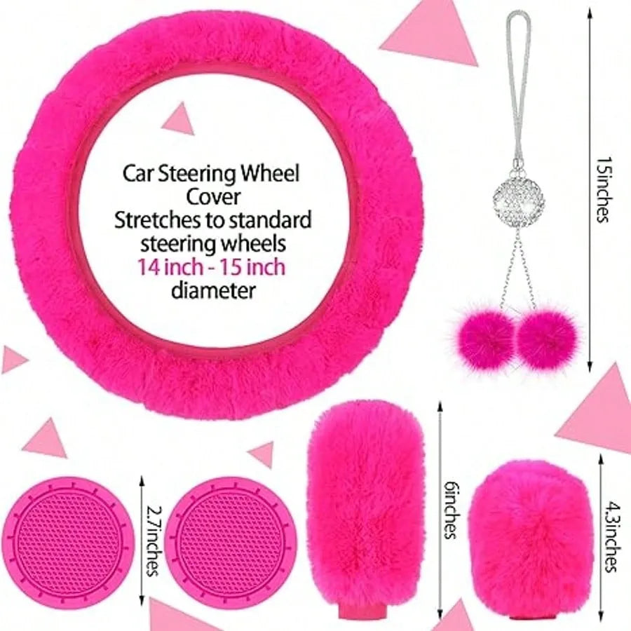 Universal Car Seat Cover Set With Fluffy Fleece Accessories