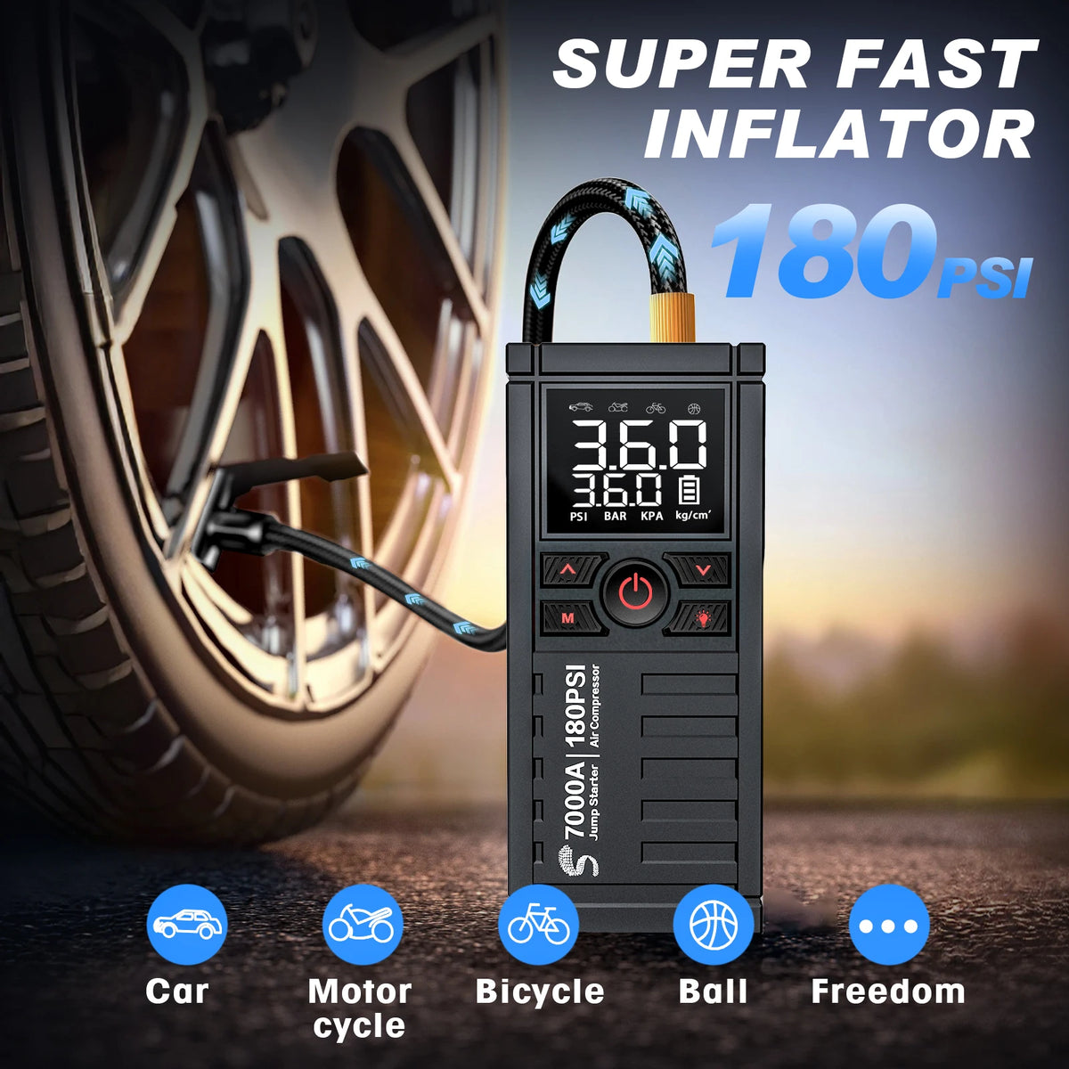 Car Battery Jump Starter With Air Compressor And Tire Inflator