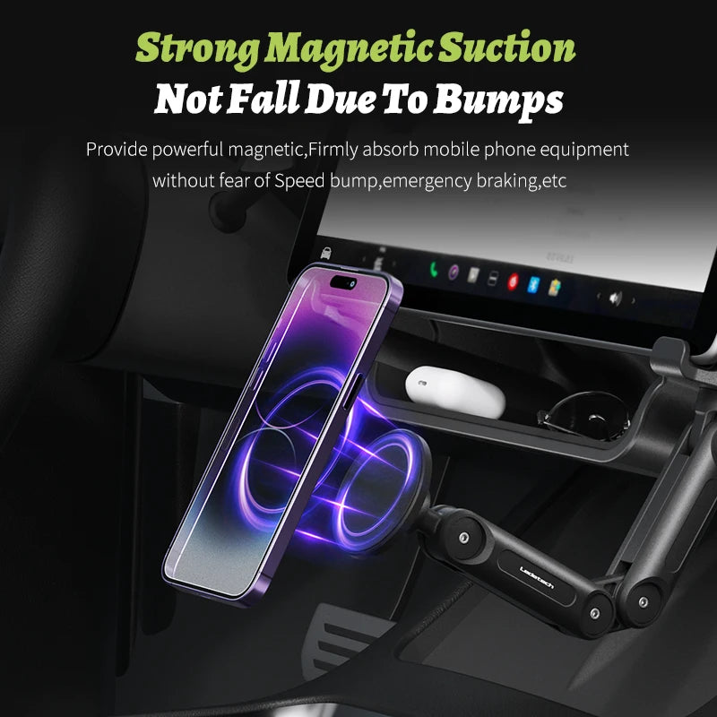 MOTENIO Foldable Magnetic Phone Holder With Storage Box for Tesla