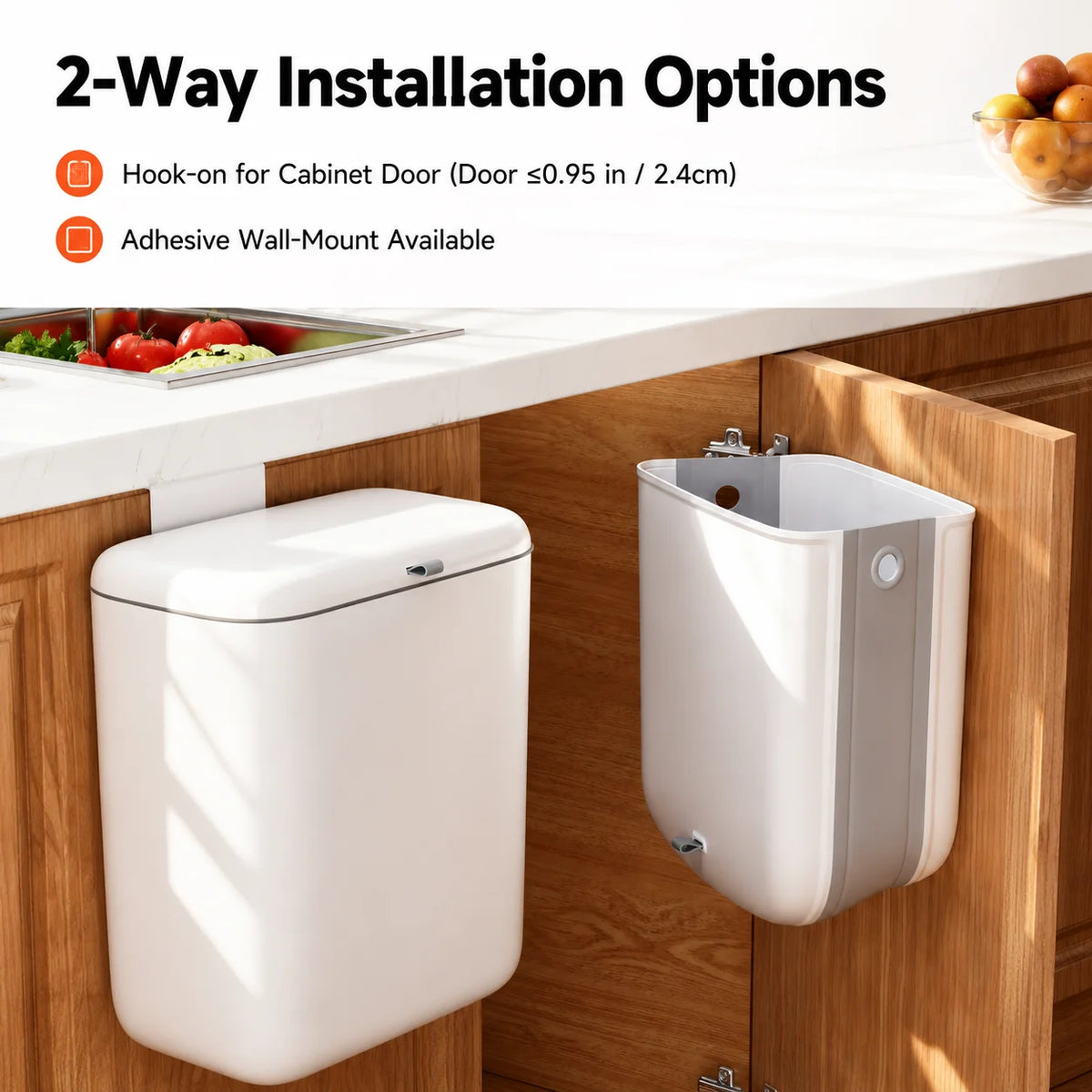 Joybos Cabinet Door Hanging Kitchen Trash Can With Sliding Lid