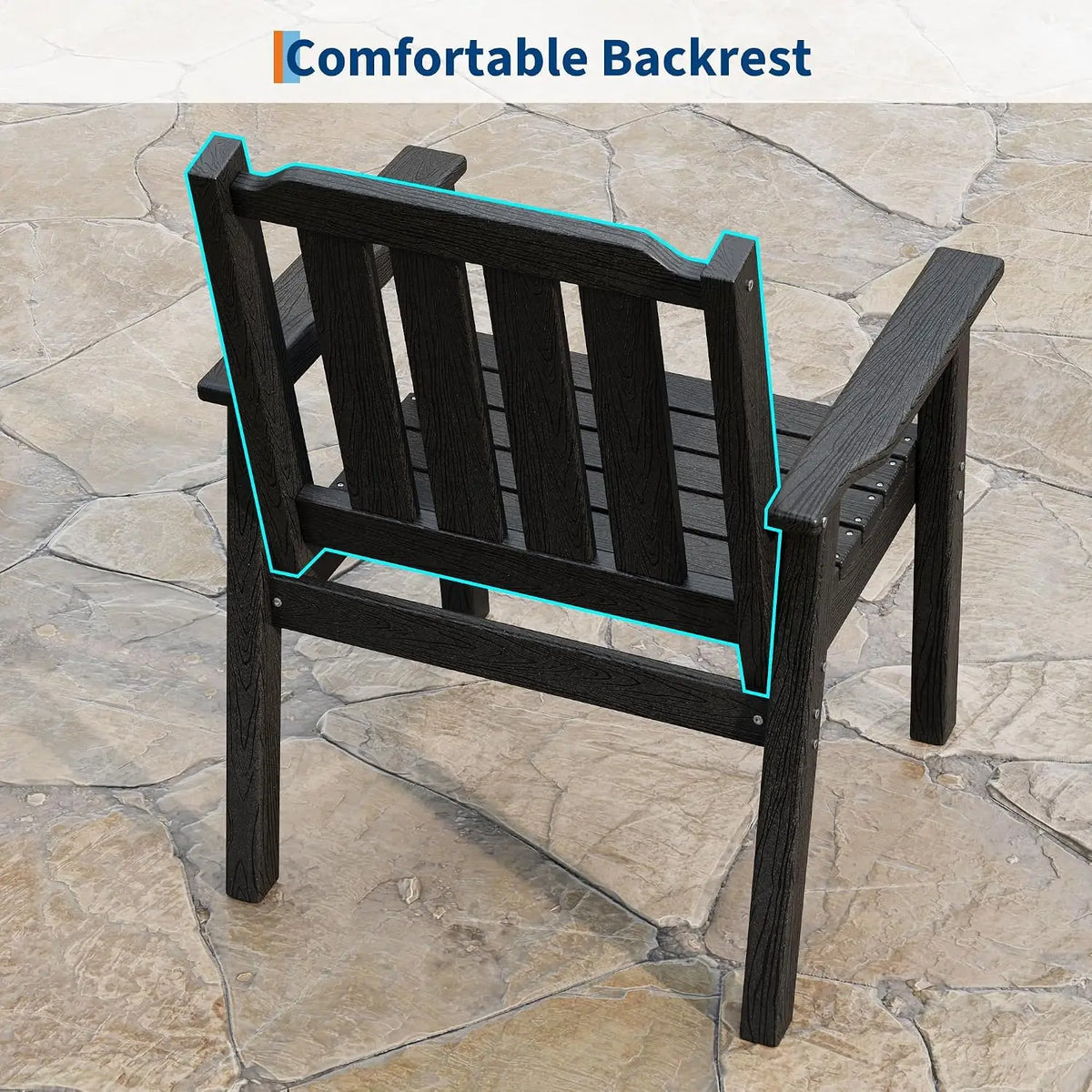 Garvee 2PCS Patio Dining Chairs 650 lbs Capacity Heavy-Duty Frame Slatted Seat Garden Balcony Chair Waterproof for Deck Porch, Poolside