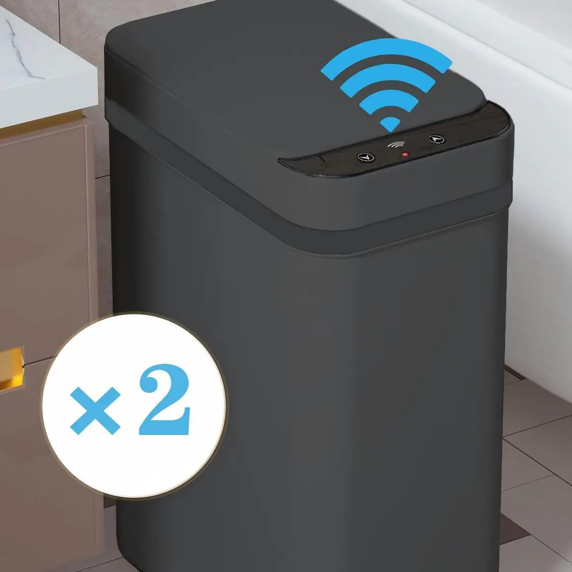 Automatic Touchless Sensor Trash Can With Waterproof Plastic Lid