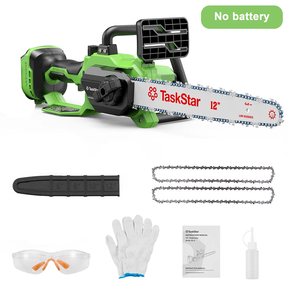 TaskStar Brushless Cordless Chainsaw With Auto Oiler And Safety Lock