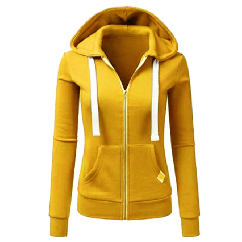 Women's Fashion Sports Knit Hoodie With Drawstring Pocket