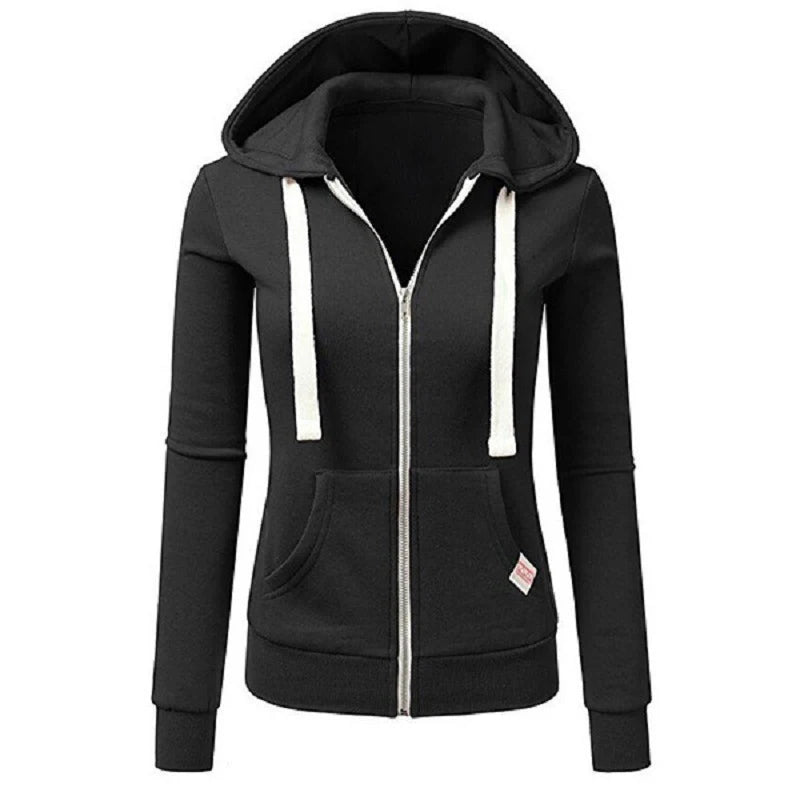 Women's Fashion Sports Knit Hoodie With Drawstring Pocket