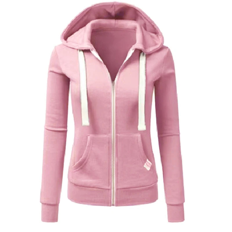 Women's Fashion Sports Knit Hoodie With Drawstring Pocket