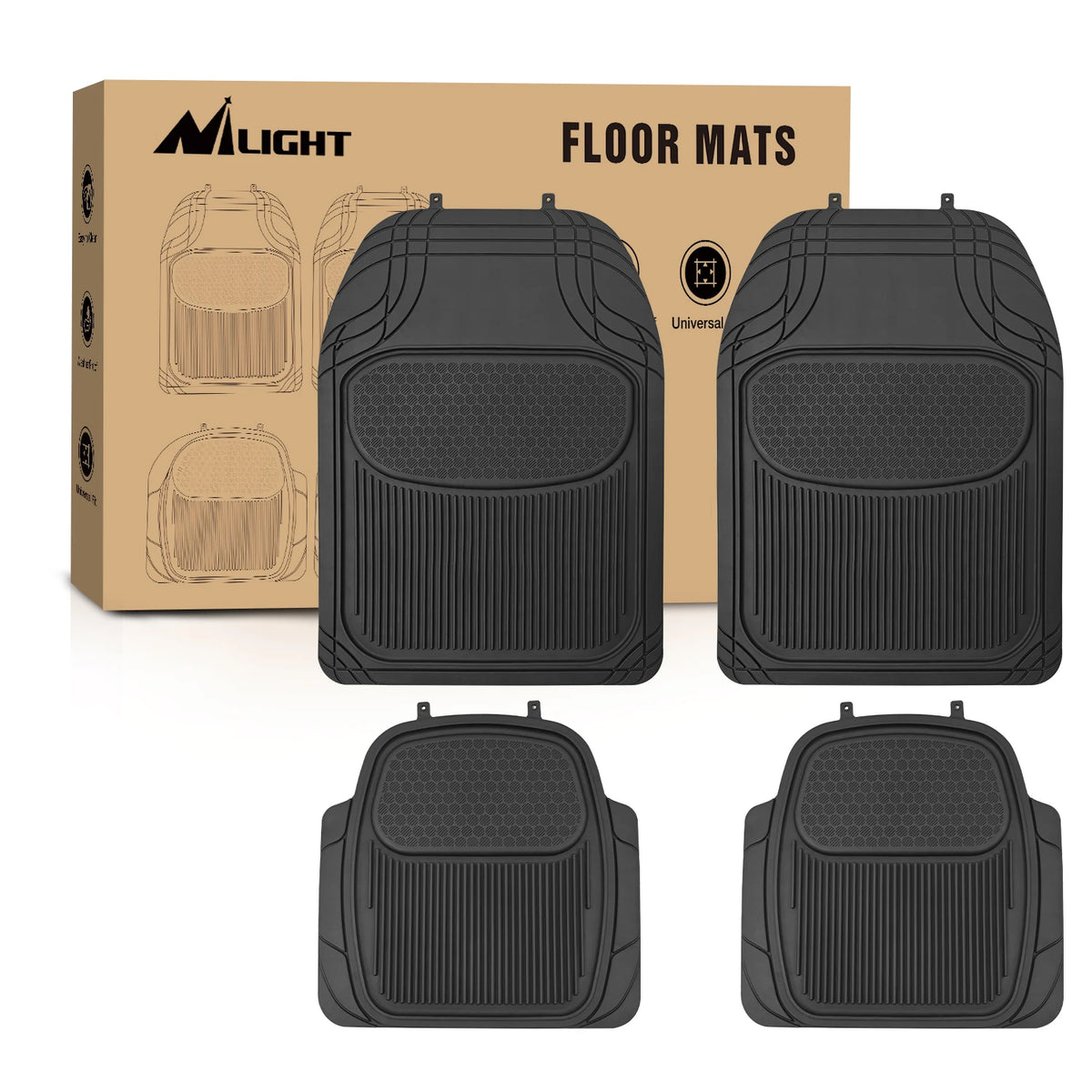 Nilight Universal PVC Floor Mats, All Weather Heavy Duty Protection