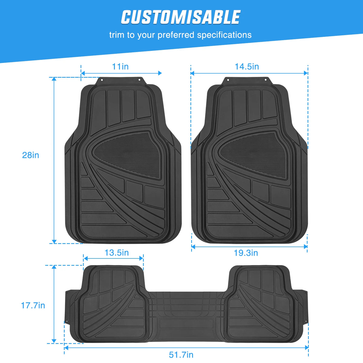 Nilight Universal PVC Floor Mats, All Weather Heavy Duty Protection