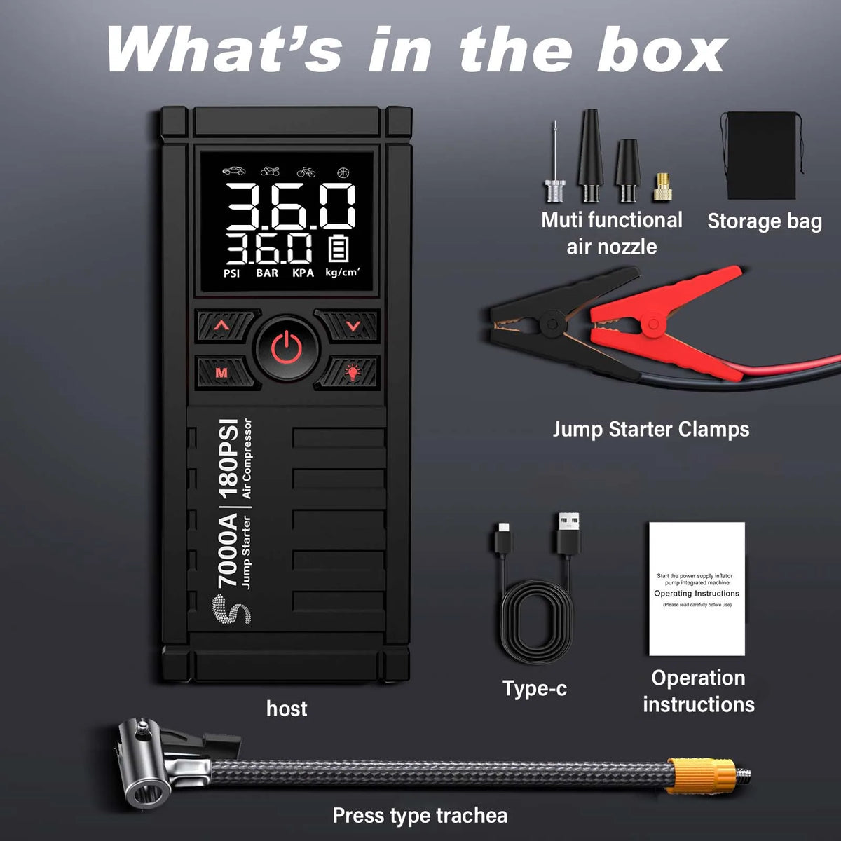 Car Battery Jump Starter With Air Compressor And Tire Inflator