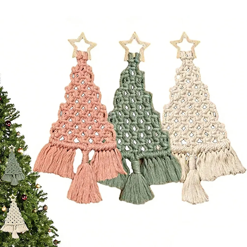 Christmas Tree Macrame DIY Kit With Cotton Cord And Tutorial