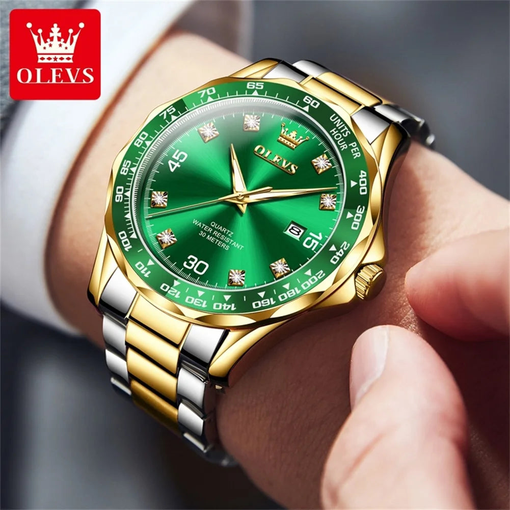 Olevs 9988 Men Quartz Watch Luxury Stainless Steel Waterproof