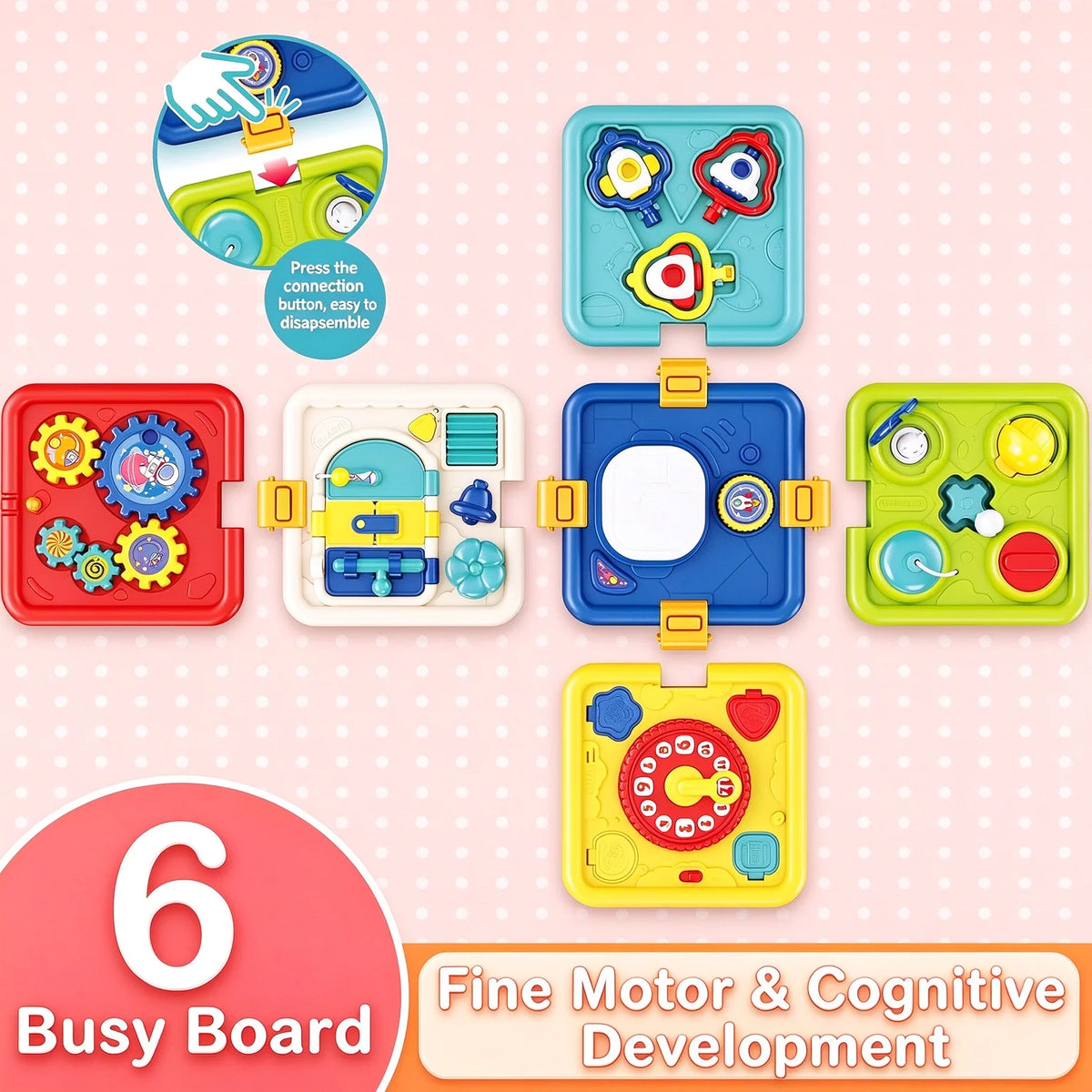 Montessori Six In One Sensory Busy Cube Fine Motor Toy