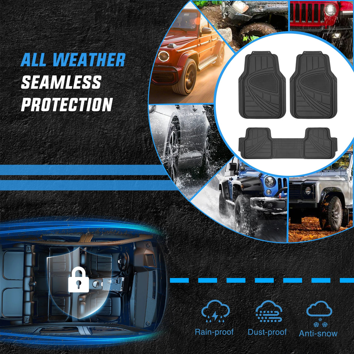 Nilight Universal PVC Floor Mats, All Weather Heavy Duty Protection