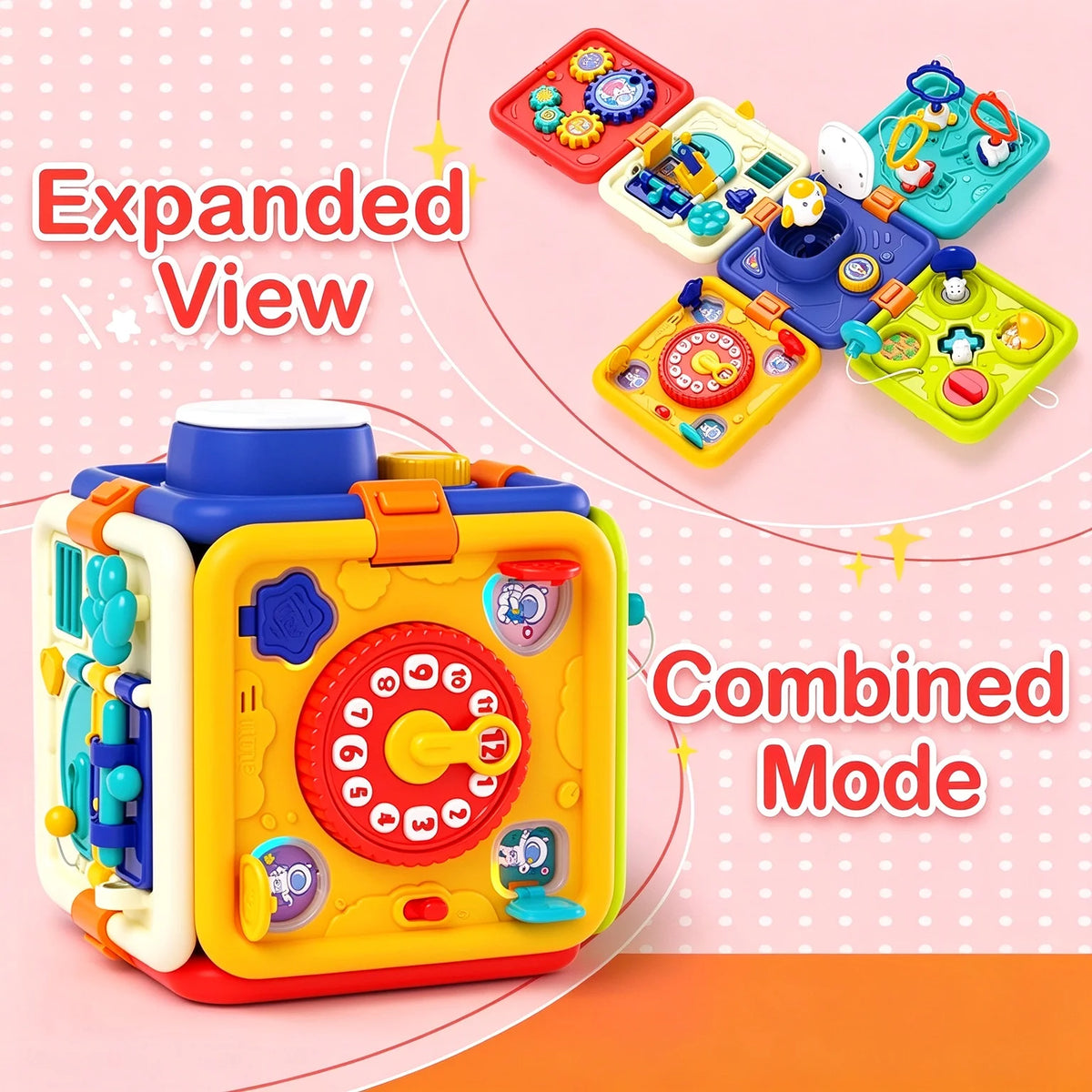 Montessori Six In One Sensory Busy Cube Fine Motor Toy