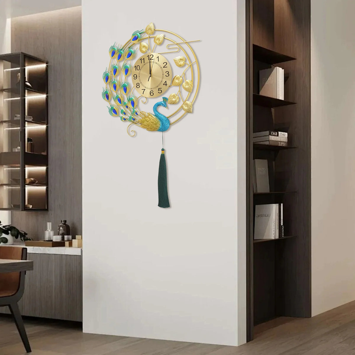 Decorative Peacock Wall Clock With Silent Quartz Movement For Home