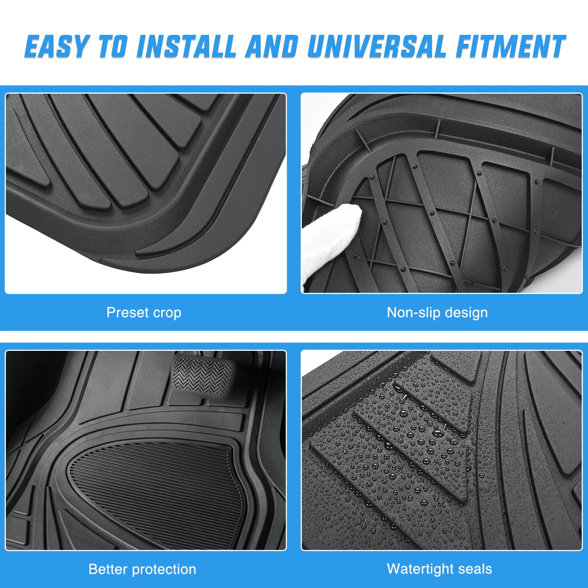 Nilight Universal PVC Floor Mats, All Weather Heavy Duty Protection