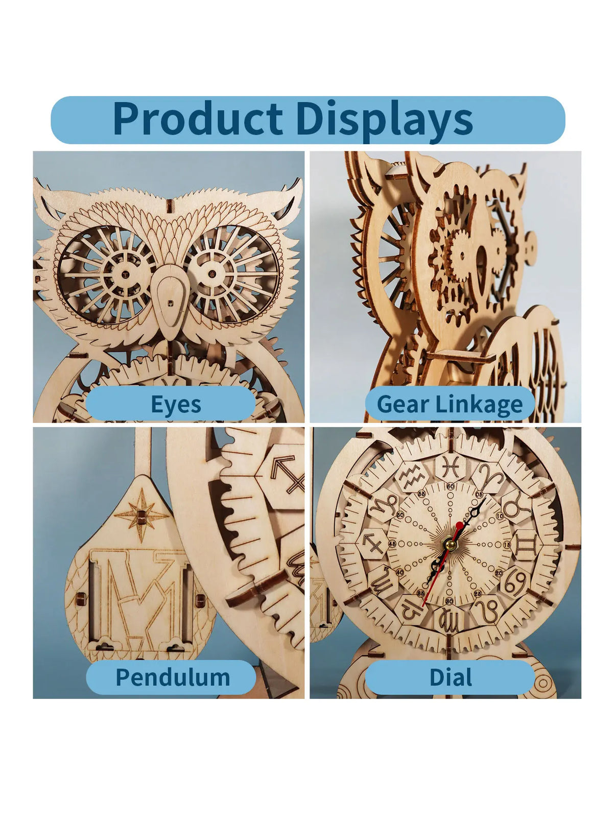 DIY 3D Wooden Puzzle Owl Clock Creative Building Kit