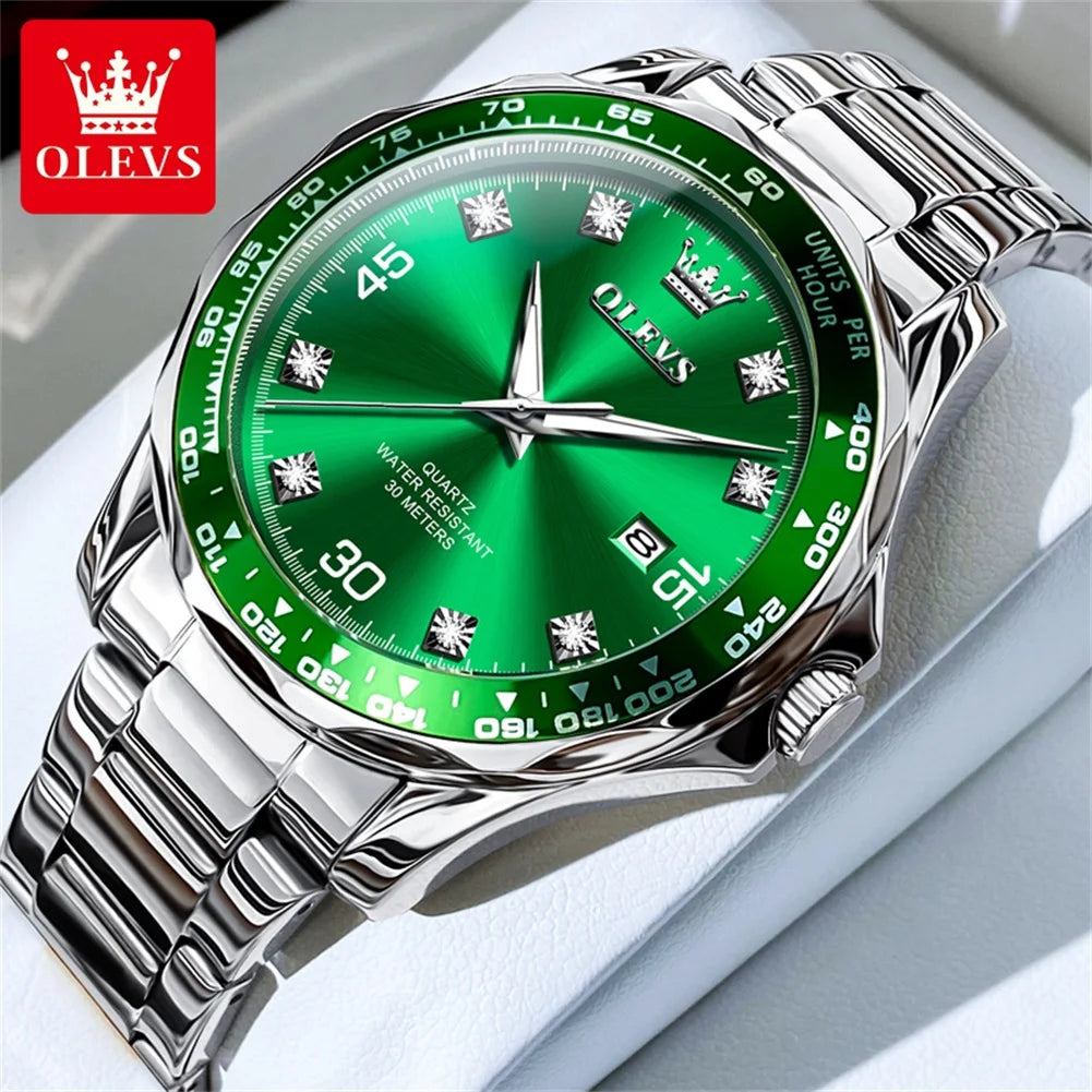 Olevs 9988 Men Quartz Watch Luxury Stainless Steel Waterproof
