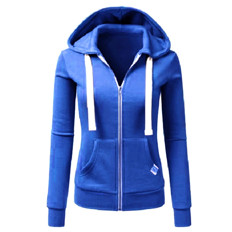 Women's Fashion Sports Knit Hoodie With Drawstring Pocket