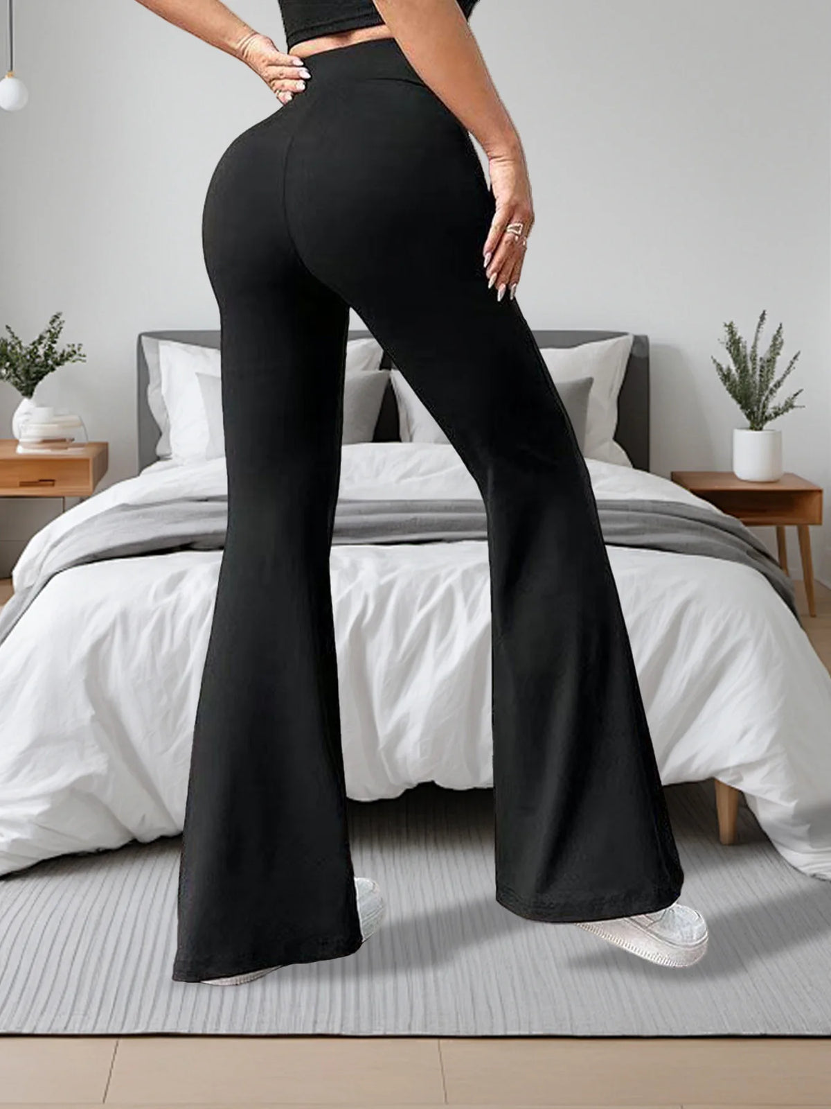4-Piece Set Women's High-Waisted Casual Bell Bottom Pants