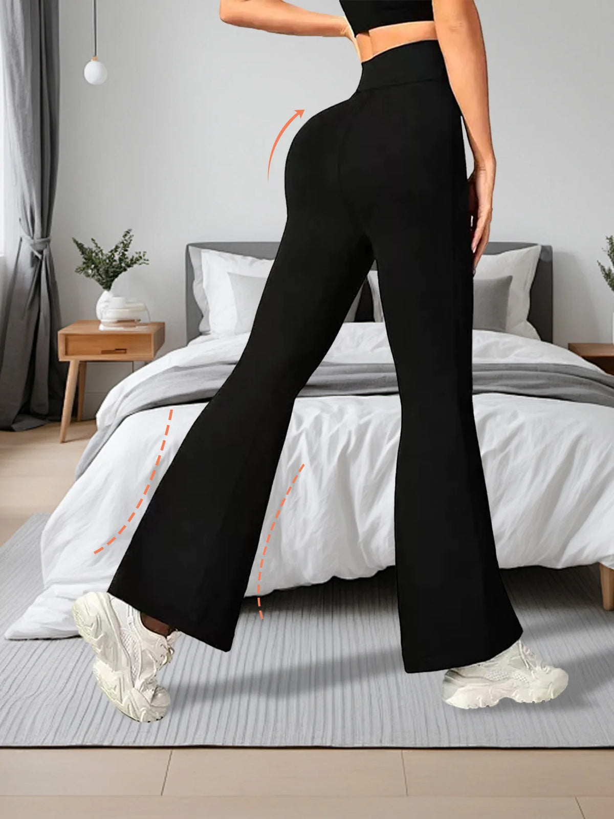 4-Piece Set Women's High-Waisted Casual Bell Bottom Pants