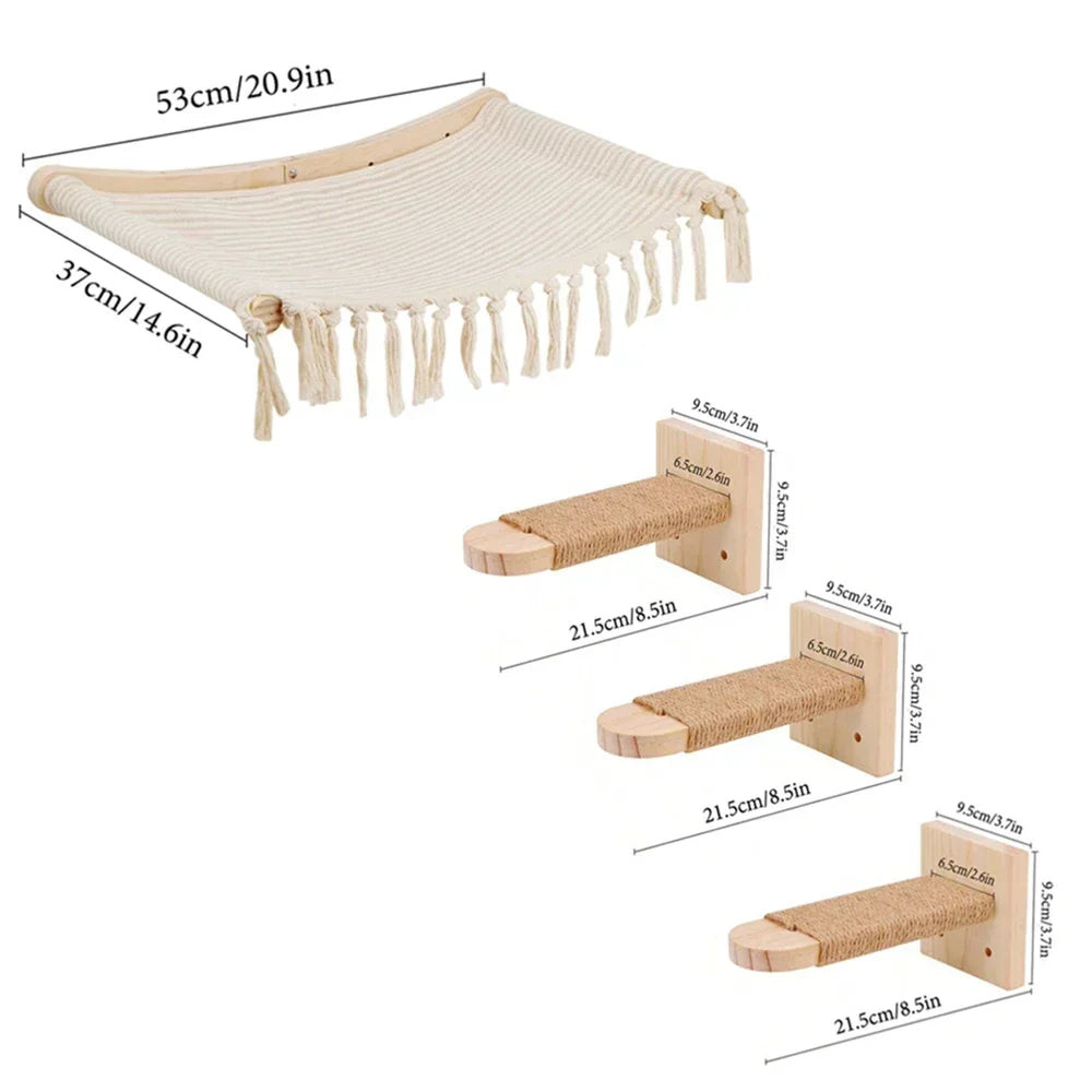 Catails Wall Mounted Cat Hammock Climbing Stairs Scratcher