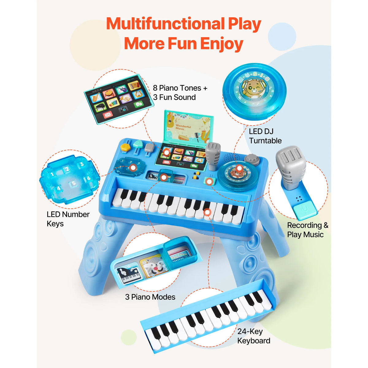 SucceBuy Baby DJ Playset With 133 Sounds And Led Turntable