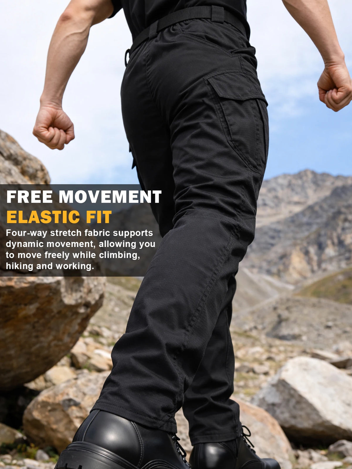 Mens Lightweight Ripstop Cargo Pants Water Resistant Outdoor Trousers