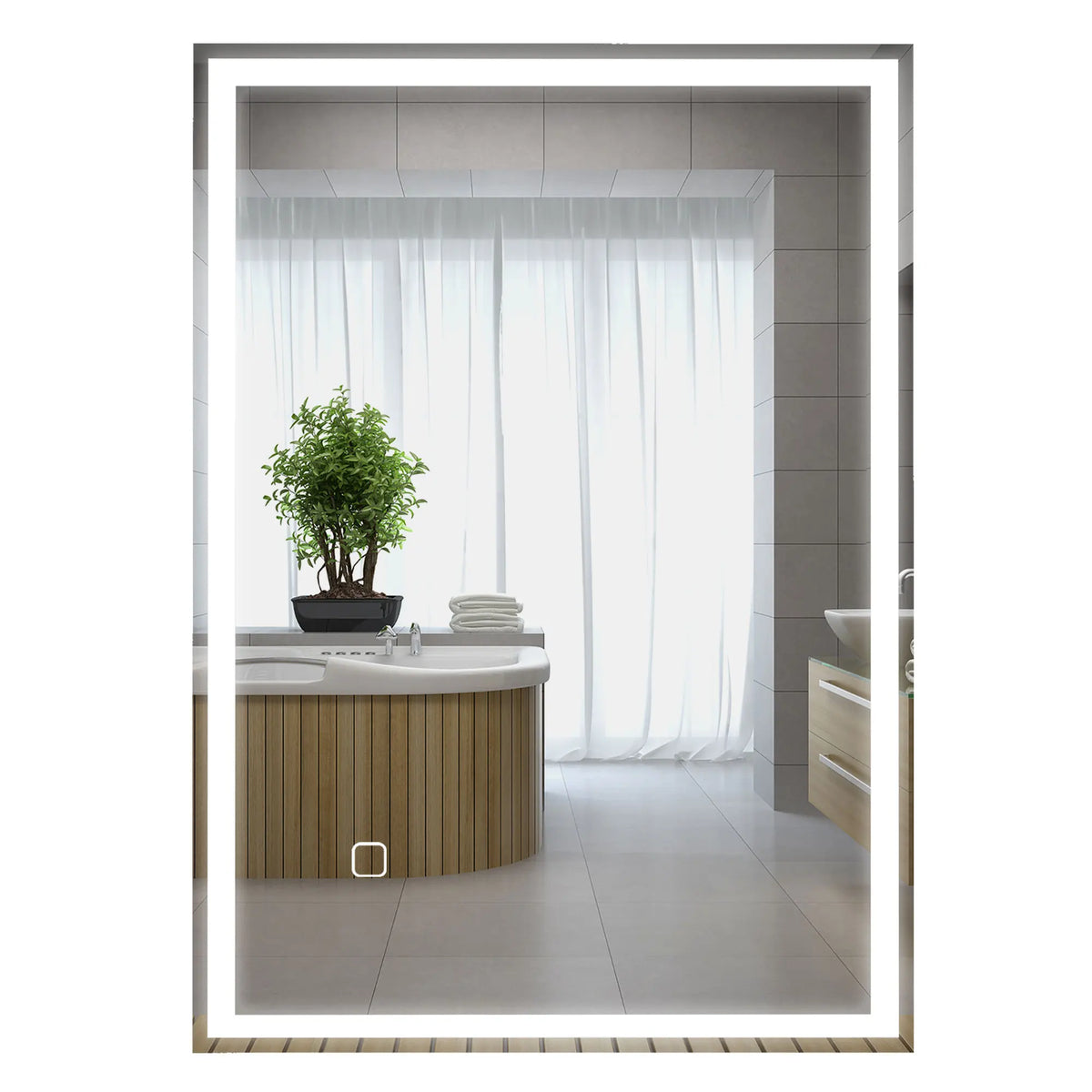 32" X 24'' Led Illuminated Bathroom Mirror, Wall Mounted Vanity Mirror with Dimmable Memory Touch, Waterproof, Silver