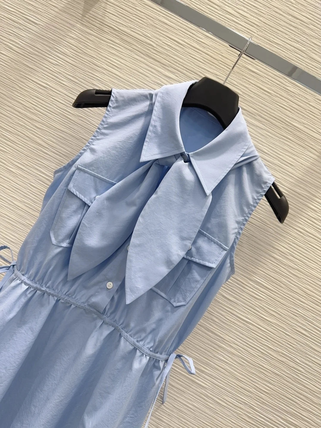 Women's Relaxed Midi Shirt Dress With Bow Waist And Pockets