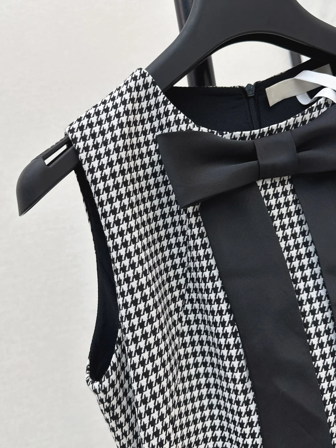 Women's Plaid Sleeveless Midi Dress With Bow Neck Knot Waist