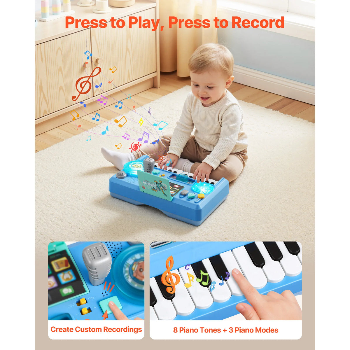 SucceBuy Baby DJ Playset With 133 Sounds And Led Turntable