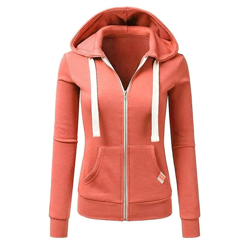 Women's Fashion Sports Knit Hoodie With Drawstring Pocket