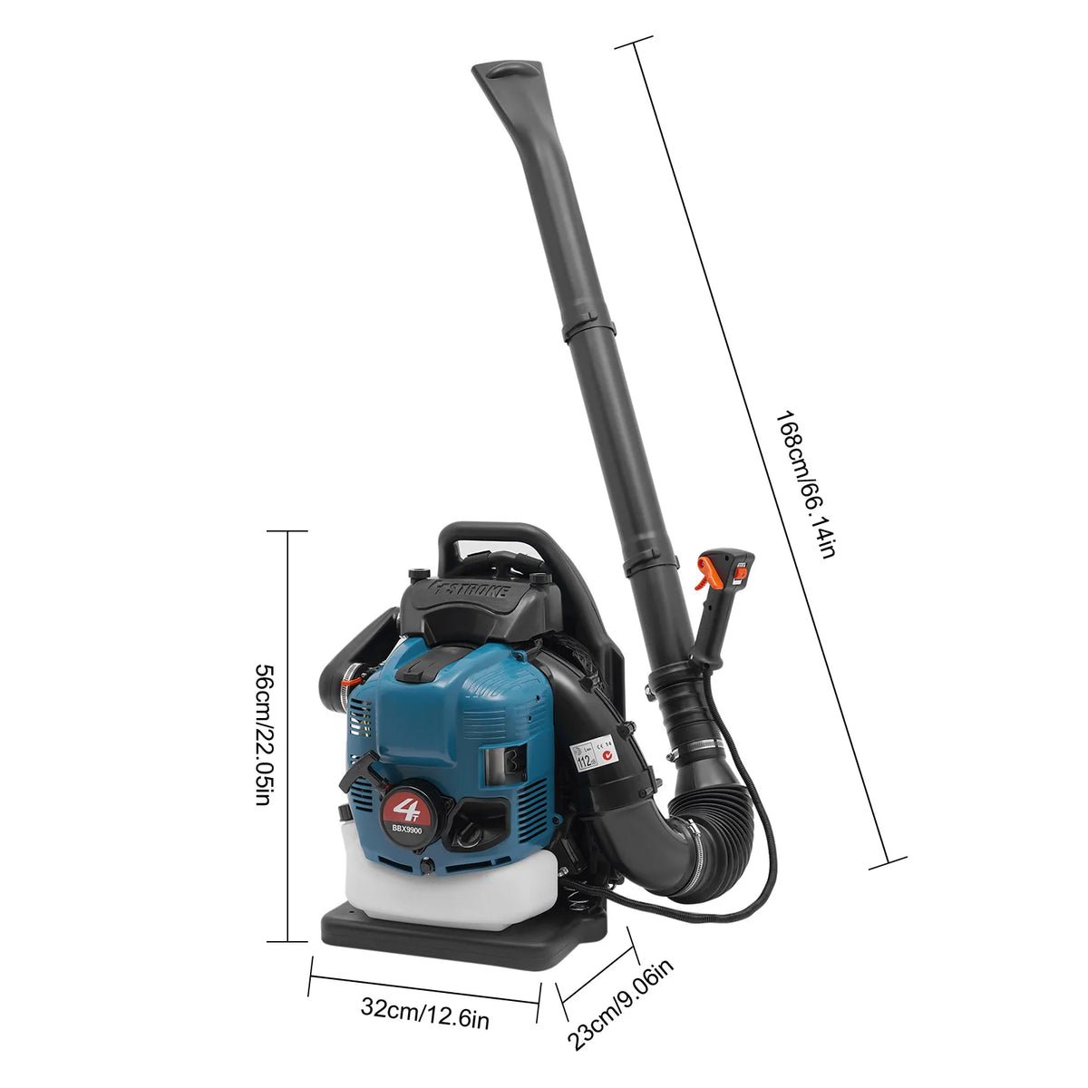 Backpack Leaf Blower 75.6cc 4-Stroke Gas Powered Blower Cordless Garden Blower for Yard Lawn Care Street Cleaning