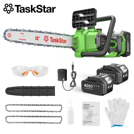 TaskStar Brushless Cordless Chainsaw With Auto Oiler And Safety Lock